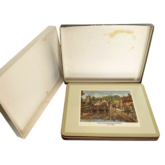 1970s Harrods Pimpernel English Villages Deluxe Place Mats Set Of 6 Vintage - Picture 7 of 16